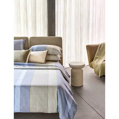 Hugo Boss Multicoloured Alvorada Double Cotton Fitted Sheet In Blue