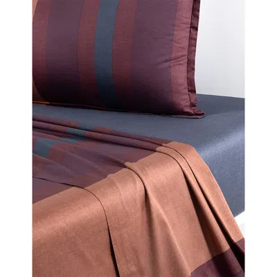Hugo Boss Multicoloured Finn Double Cotton Flat Sheet In Brown