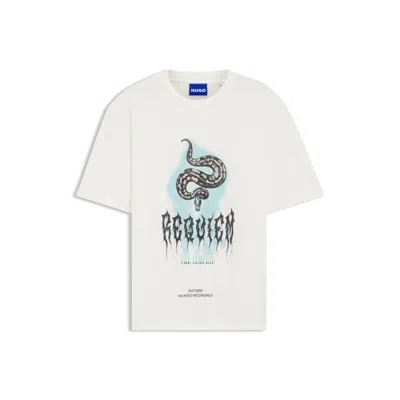 Hugo Boss Music-artwork T-shirt In Cotton Jersey In White