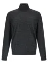 Hugo Boss Grey Turtleneck Wool Sweater In Black