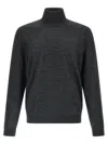 Hugo Boss Grey Turtleneck Wool Sweater In Black