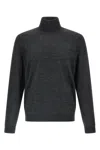 Hugo Boss Grey Turtleneck Wool Sweater In Gray