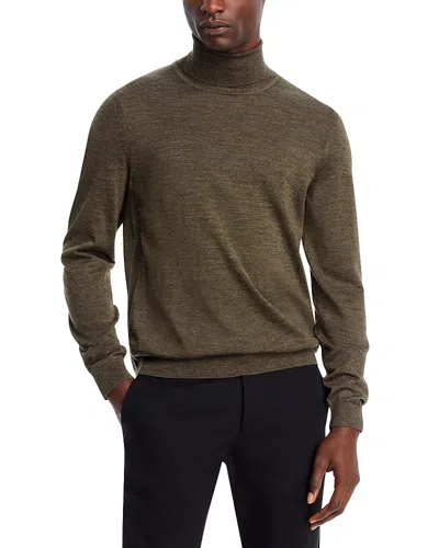 Hugo Boss Musso Wool Turtleneck Jumper In Open Green