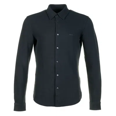 Hugo Boss Myjersey Long Sleeve Shirt Dark Blue In Black