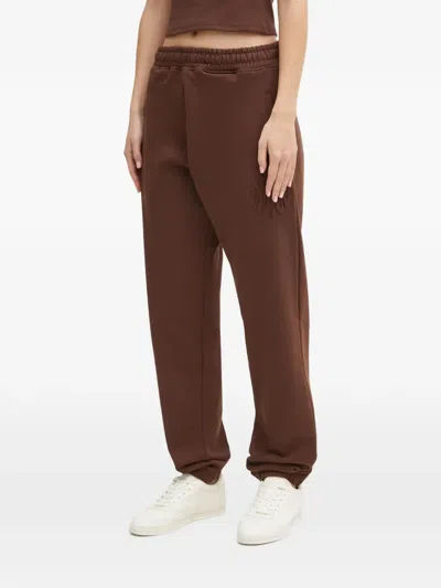 Hugo Boss Naleisy Embroidered Track Pants In Brown