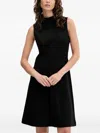 Hugo Boss Womens Black Sleeveless Pleat-skirt Jersey Mini Dress In Black