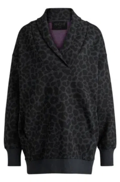 Hugo Boss Naomi X Boss Animal-print Sweatshirt With Energear In Black