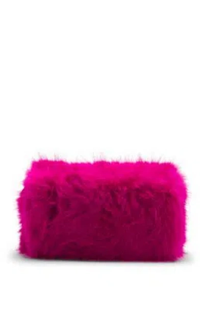 Hugo Boss Naomi X Boss Clutch Bag In Faux Fur In Pink