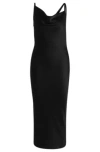 Hugo Boss Naomi X Boss Cocktail Dress With Asymmetric Draped Neckline In Black