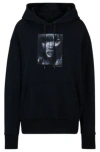Hugo Boss Naomi X Boss Cotton-terry Sweatshirt With Ribbed Trims In Black