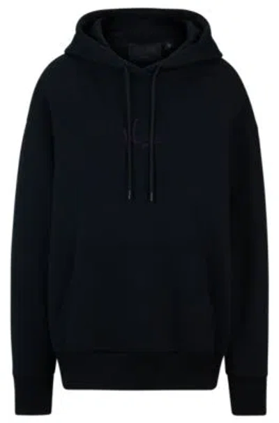 Hugo Boss Naomi X Boss Cotton-terry Sweatshirt With Ribbed Trims In Black