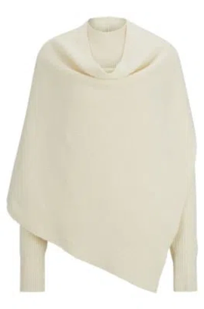 Hugo Boss Naomi X Boss Drape-detail Sweater In Wool And Cashmere In White