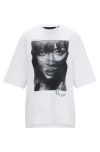 Hugo Boss Naomi X Boss Interlock-cotton T-shirt With Dropped Shoulders In White