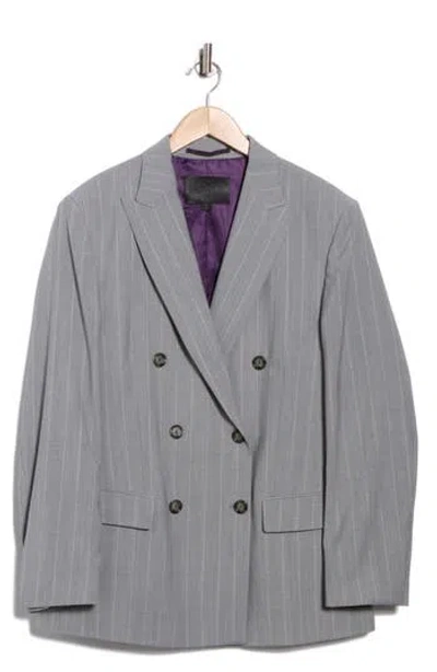 Hugo Boss Naomi X Boss Journi Double Breasted Wool Jacket In Gray