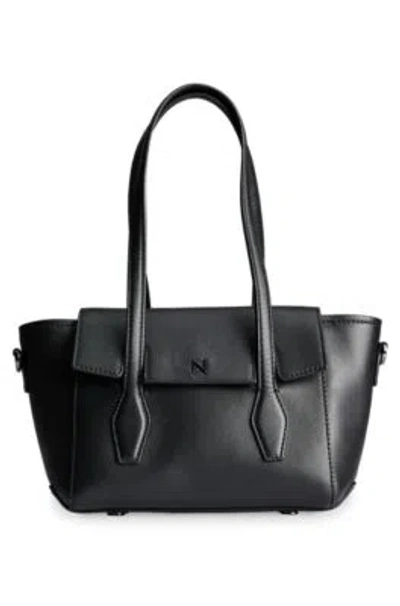 Hugo Boss Naomi X Boss Leather Tote Bag With Branded Trims In Brown