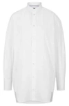 Hugo Boss Naomi X Boss Longline Cotton Blouse With Crinkle-free Effect In White