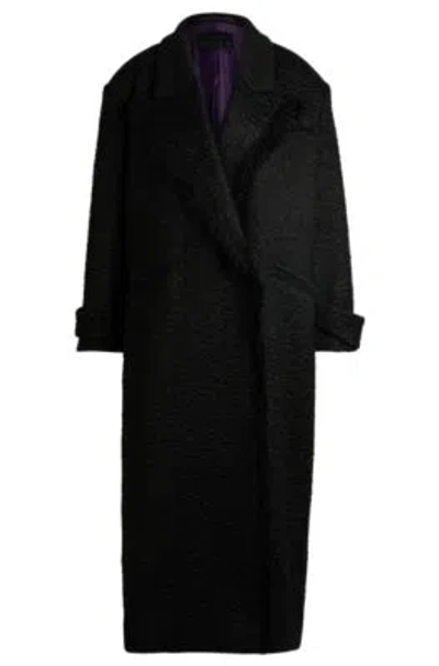 Hugo Boss Naomi X Boss Oversize-fit Coat In Wool In Black