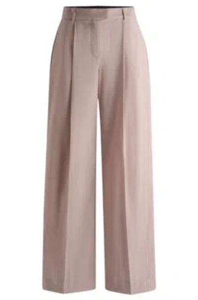 Hugo Boss Naomi X Boss Regular-fit Trousers In Natural-stretch Wool In Light Pink