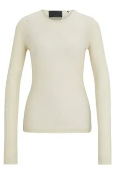 Hugo Boss Naomi X Boss Ribbed Long-sleeve Top In White
