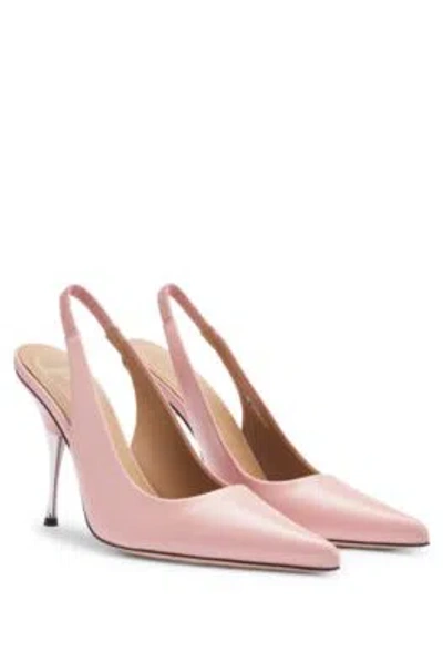 Hugo Boss Naomi X Boss Slingback Pumps In Smooth Leather In Light Pink