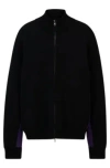 Hugo Boss Naomi X Boss Zip-up Knitted Jacket With Logo Patch In Black