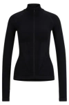 Hugo Boss Naomi X Boss Zip-up Top In Stretch Jersey In Black