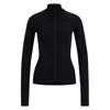 Hugo Boss Naomi X Boss Zip-up Top In Stretch Jersey In Black