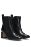 Hugo Boss Nappa-leather Ankle Boots With Double B Monogram In Black