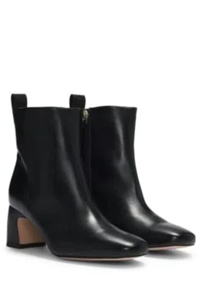 Hugo Boss Nappa-leather Ankle Boots With Double B Monogram In Black