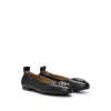 Hugo Boss Nappa-leather Ballerina Pumps With Double B Monogram Hardware In Black