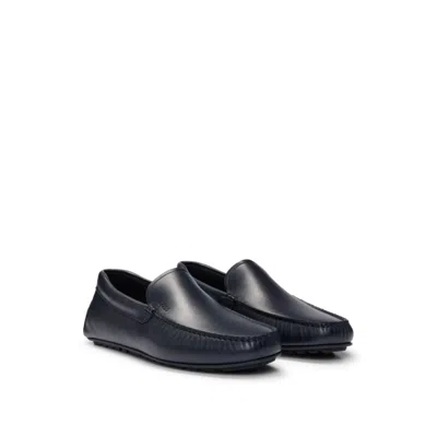 Hugo Boss Nappa-leather Moccasins With Driver Sole And Full Lining In Dark Blue