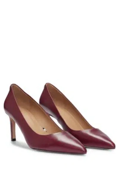 Hugo Boss Nappa-leather Pumps With 7cm Heel In Dark Red