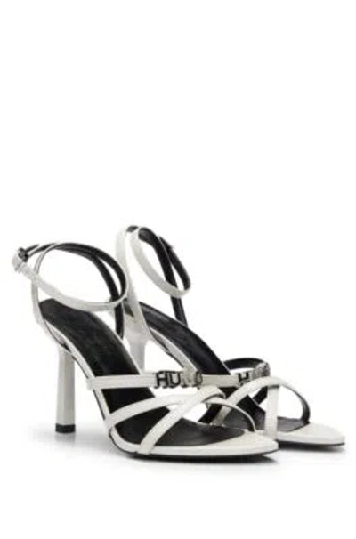 Hugo Boss Nappa-leather Strappy Sandals With Logo Trim In White