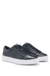 Hugo Boss Nappa-leather Trainers With Branded Counter In Dark Blue