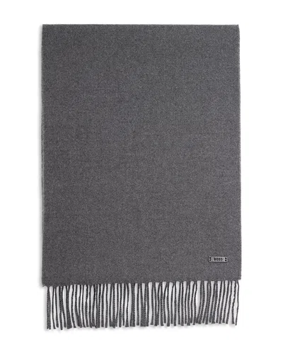 Hugo Boss Naster Wool Scarf In Gray