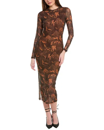 Hugo Boss Nasusi Midi Dress In Orange