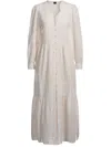 Hugo Boss Boss Orange Dabrody Long Sleeve Eyelet Midi Dress In White