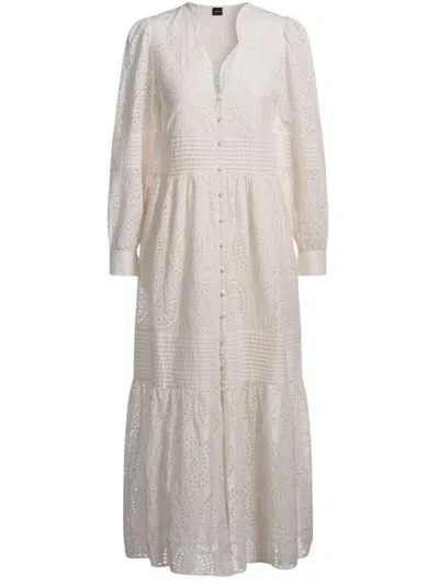 HUGO BOSS WOMEN NATURAL V-NECK DRESS, S LUXURY DRESSES FOR WOMEN DARVEYS