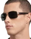 Hugo Boss Boss 62mm Oversize Polarized Navigator Sunglasses In Gold