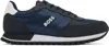 Hugo Boss Navy & Black Mixed-material Sneakers In 401-dark Blue