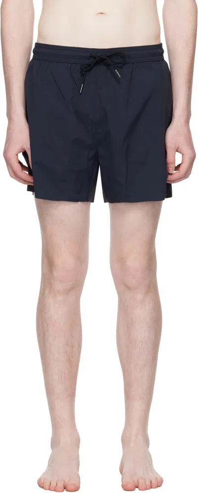 Hugo Boss Navy Beckham Edition Soft-touch Swim Shorts In Blue