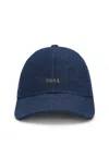 Hugo Boss Curved Brim Denim Texture Hat In Blue