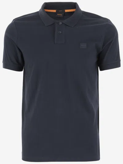Hugo Boss Stretch Cotton Polo Shirt In Navy Blue