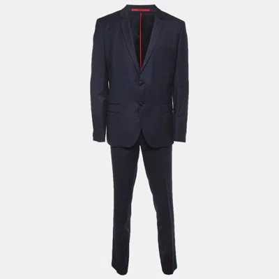 Pre-owned Hugo Boss Navy Blue Felt Red Label Single Breasted Blazer Xxl