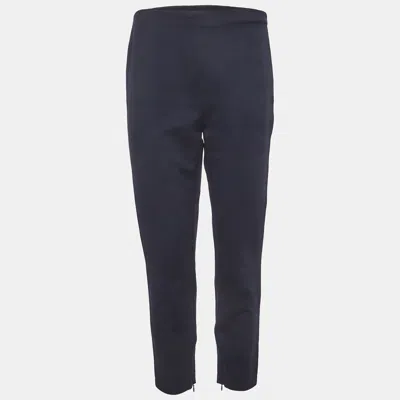 Pre-owned Hugo Boss Navy Blue Glen Plaid Stretch Knit Telessta Trousers L