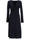 Hugo Boss Navy Blue Knotted Dress In Blue