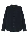 Hugo Boss Navy Blue Linen Shirt In Blue