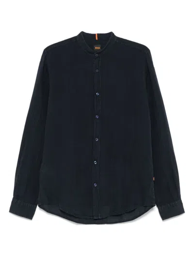 Hugo Boss Navy Blue Linen Shirt