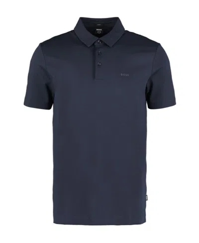 Hugo Boss Navy Blue Logo Polo Shirt In Black