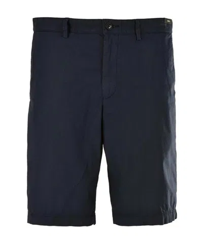 Hugo Boss Navy Blue Logo Shorts In Black